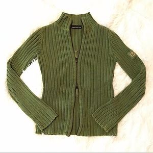 DKNY green zip sweater